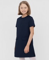 Платье с карманами синее Button Blue, школьная форма для девочек  фото, kupilegko.ru